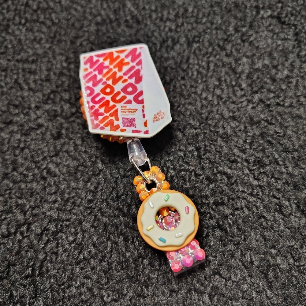 Dunkin Donuts Retractable Name Badge Reel Id Holder Nurse Teacher Doctor Work Id